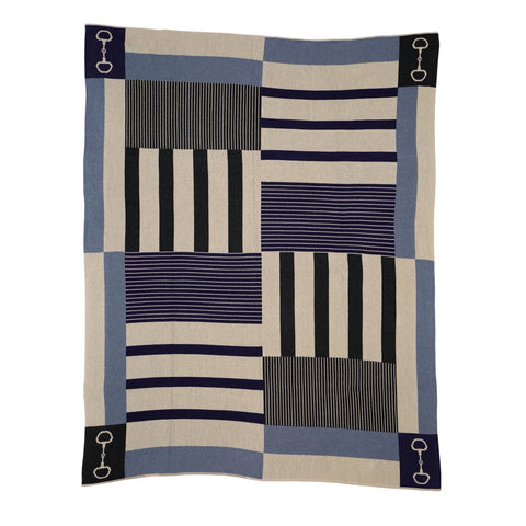 Blue Equestrian Stripe Stable Throw