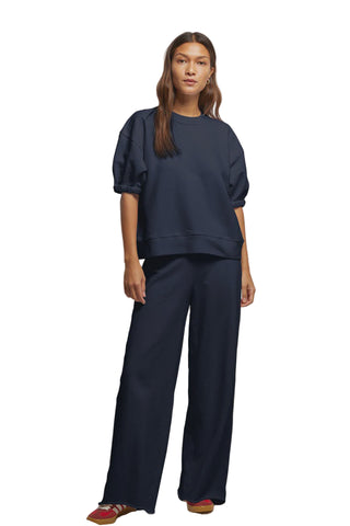 Rebecca Navy Puff Short Sleeve Sweatshirt