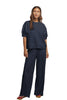 Rebecca Navy Puff Short Sleeve Sweatshirt