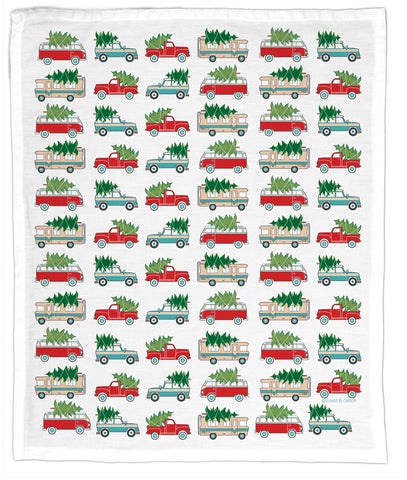 Christmas Tree Trucks Bar/Tea Towel