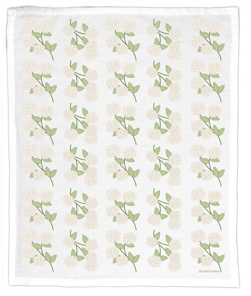 White Hydrangeas Tea Towel