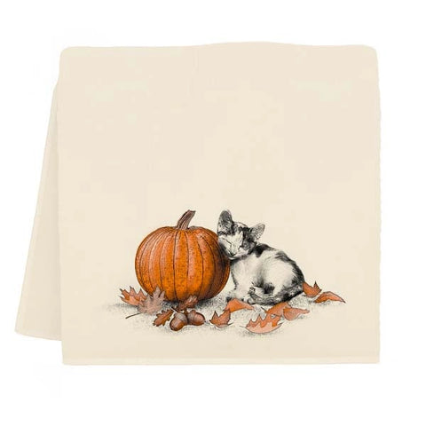 Kitty with Pumpkin Tea Towel