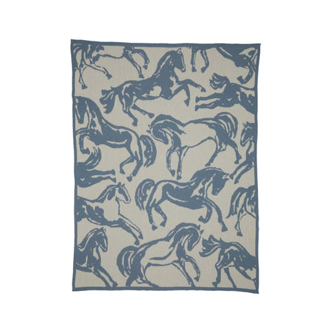 Abstract Pacific Blue Horse Throw