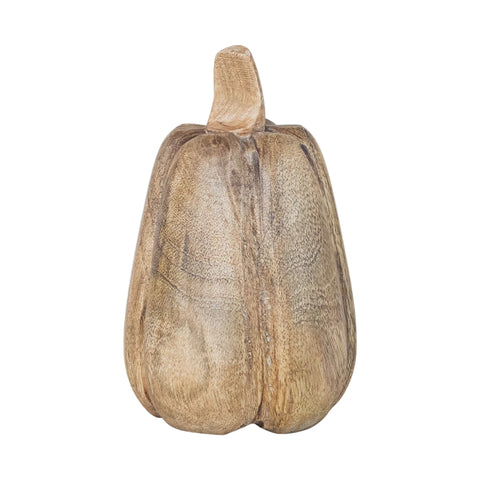 Carved Mango Wood Pumpkin (small)