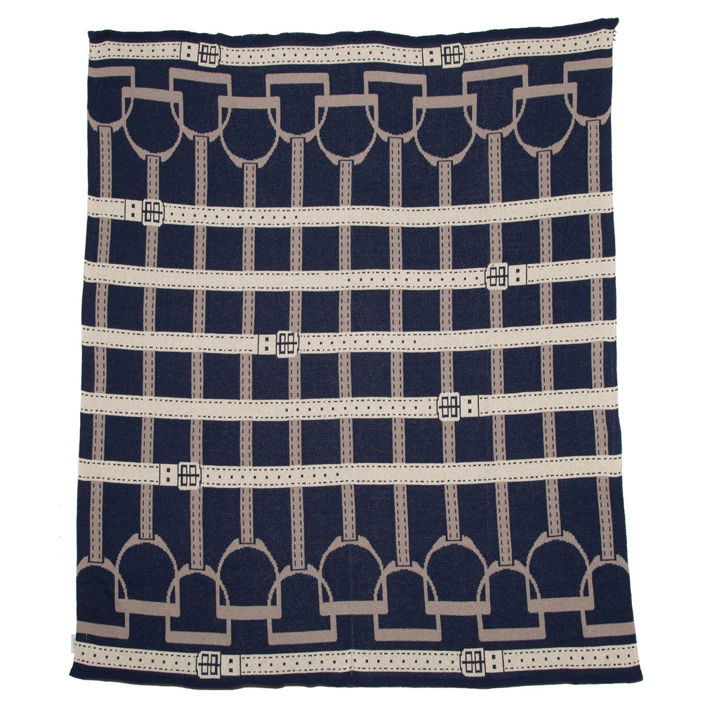 Navy Equestrian Stirrups Throw
