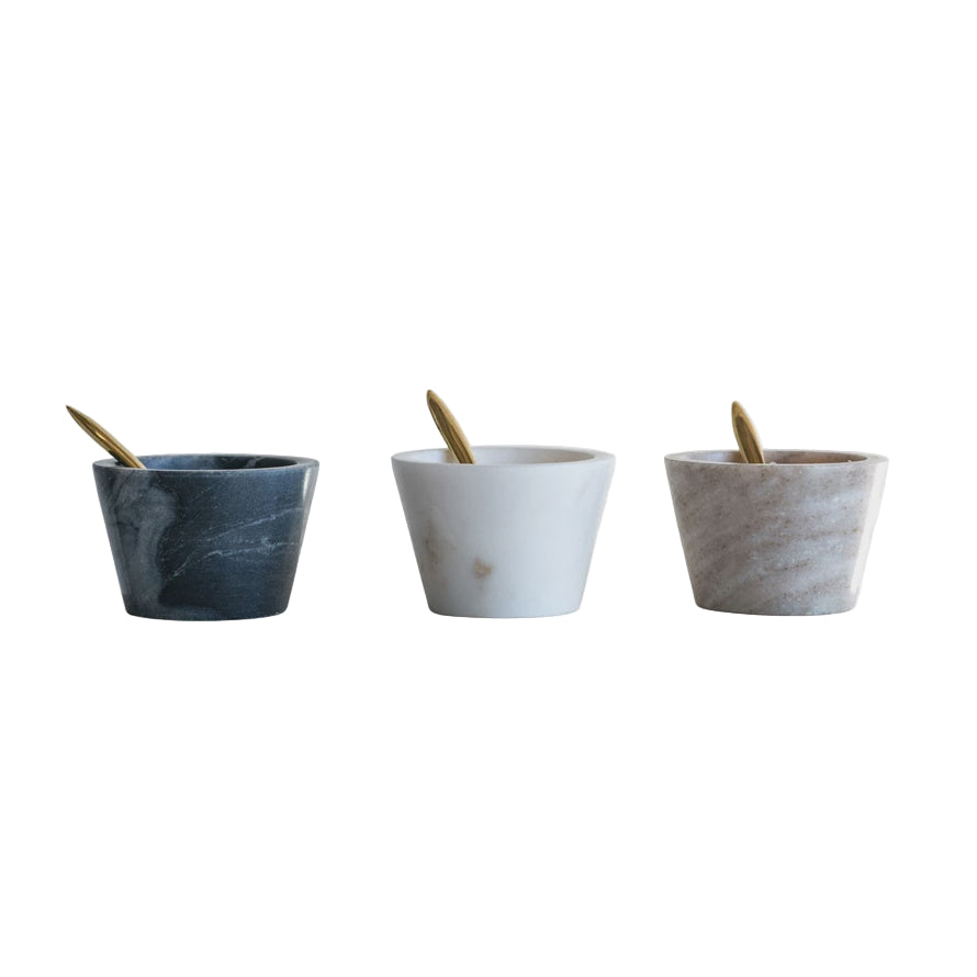 Marble Cellar w/Spoon (3 colors)