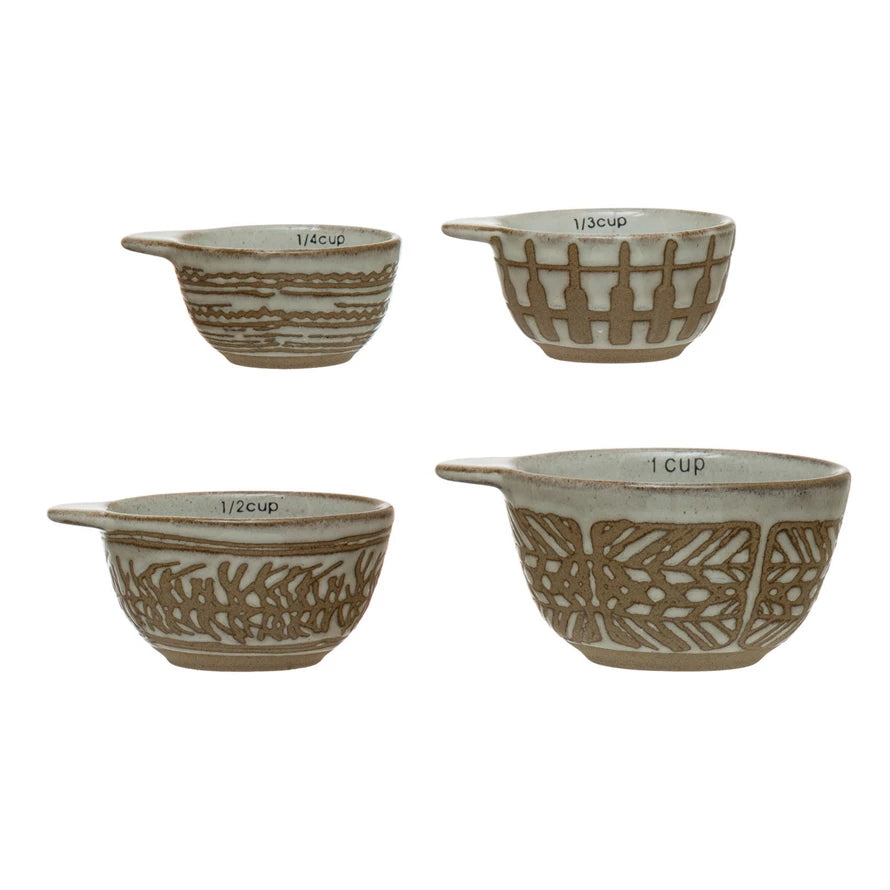 Wax Relief Stoneware Measuring Cups