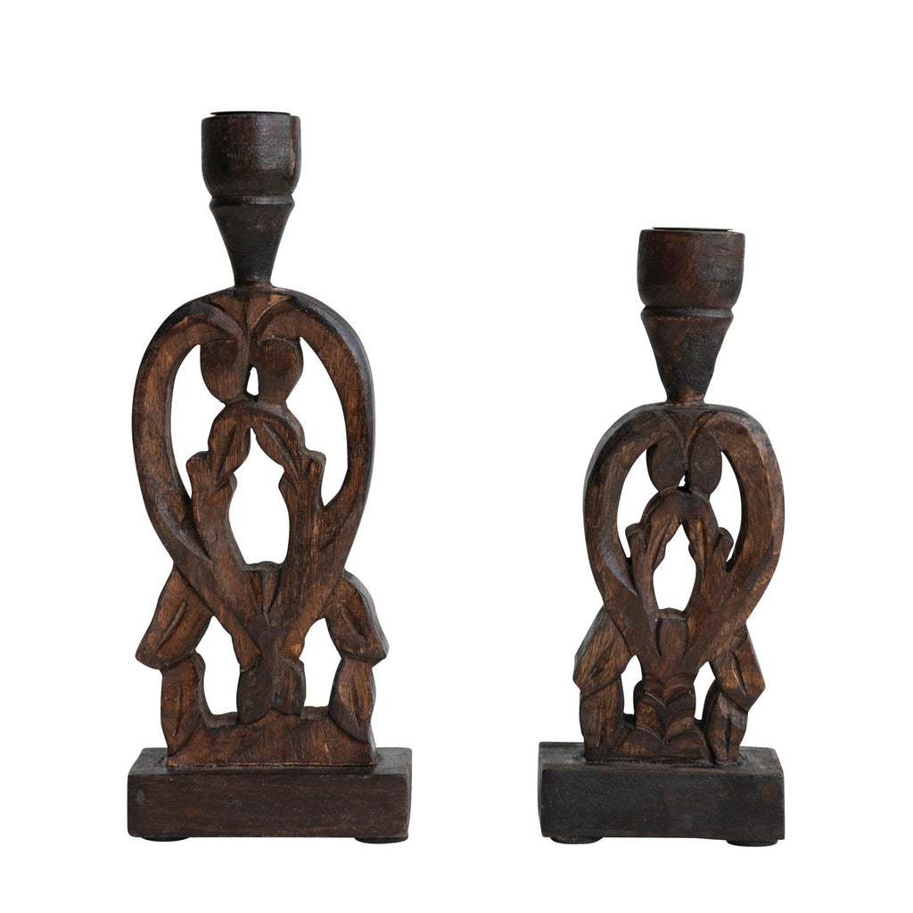Stained Wood Candlesticks
