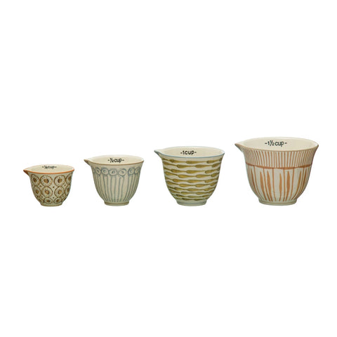 Stoneware Patterned Measuring Cups