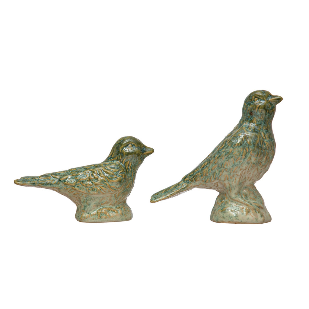 Green Glazed Stoneware Birds (2 styles)