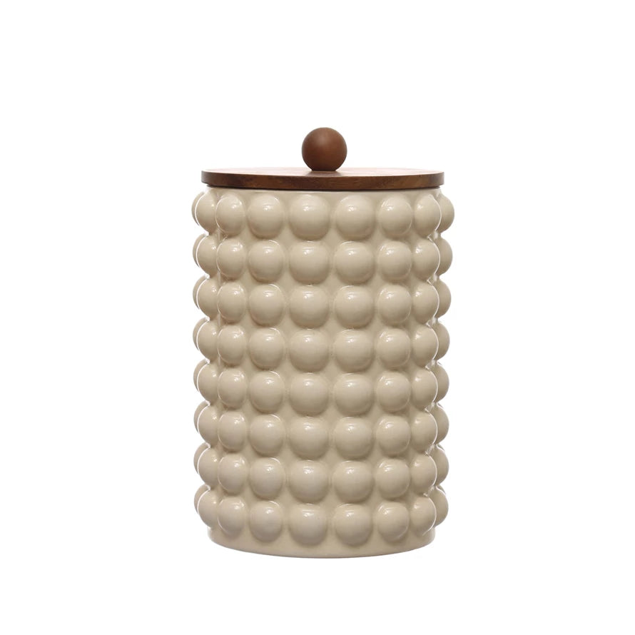 Hobnail Canister w/ wood lid (large)