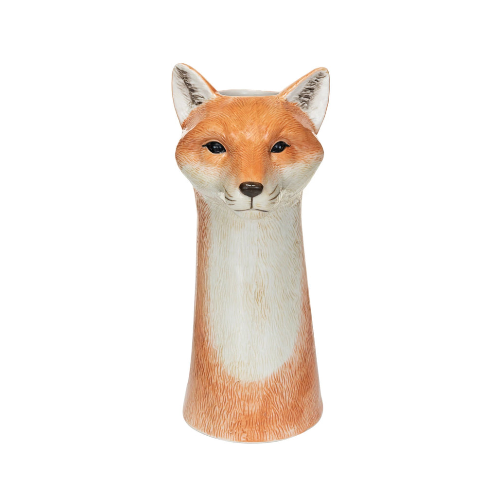 Hand Painted Stoneware Fox Vase