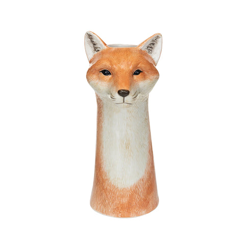 Hand Painted Stoneware Fox Vase