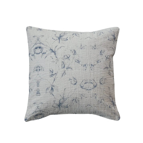French Blue Flowers Pillow