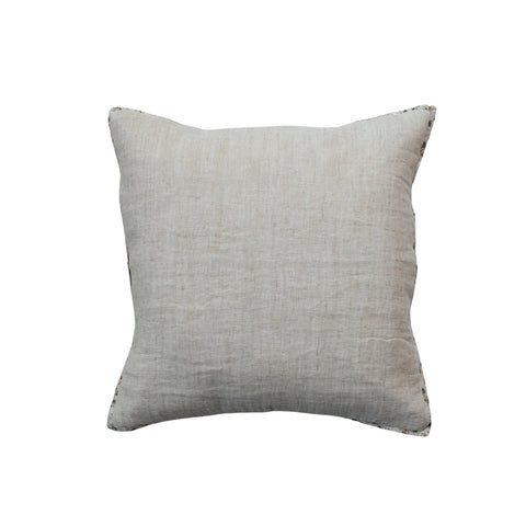 Cream Linen Floral Trim Pillow