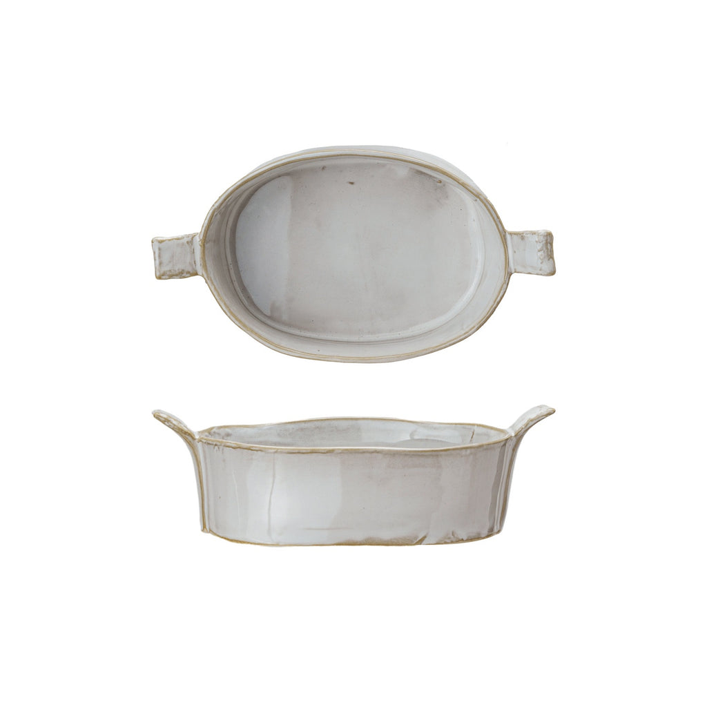 Small White Stoneware Baker