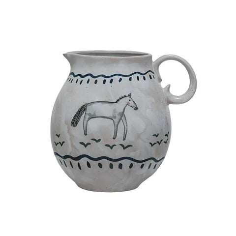 Stoneware Pitcher with Horse