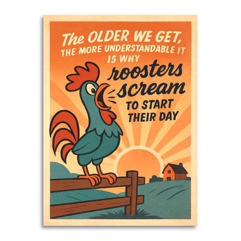 Rooster Screaming Card