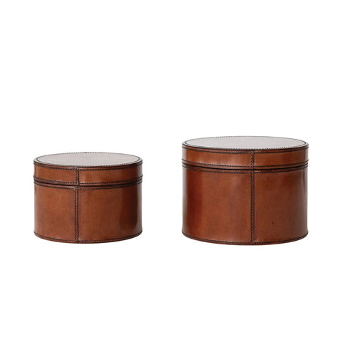 Small Round Leather Box