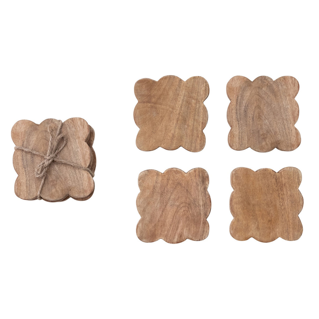 Mango Wood Scalloped Coasters (Set of 4)