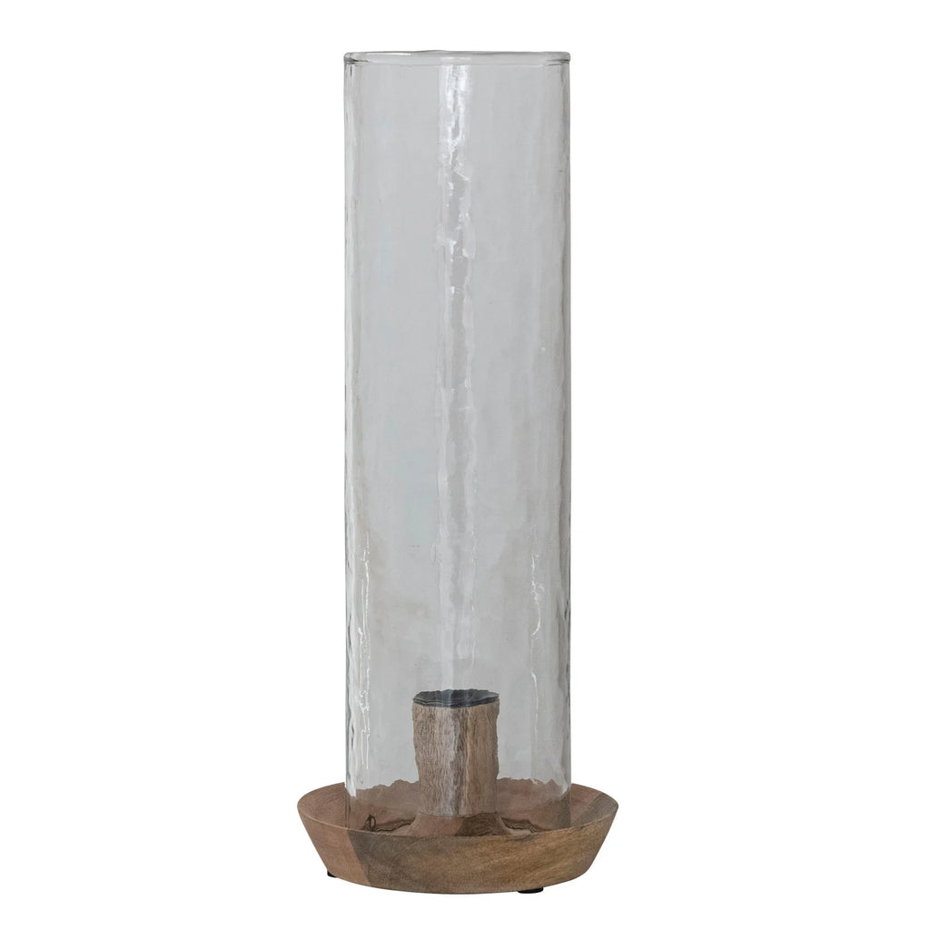 Mango Wood Glass Hurricane