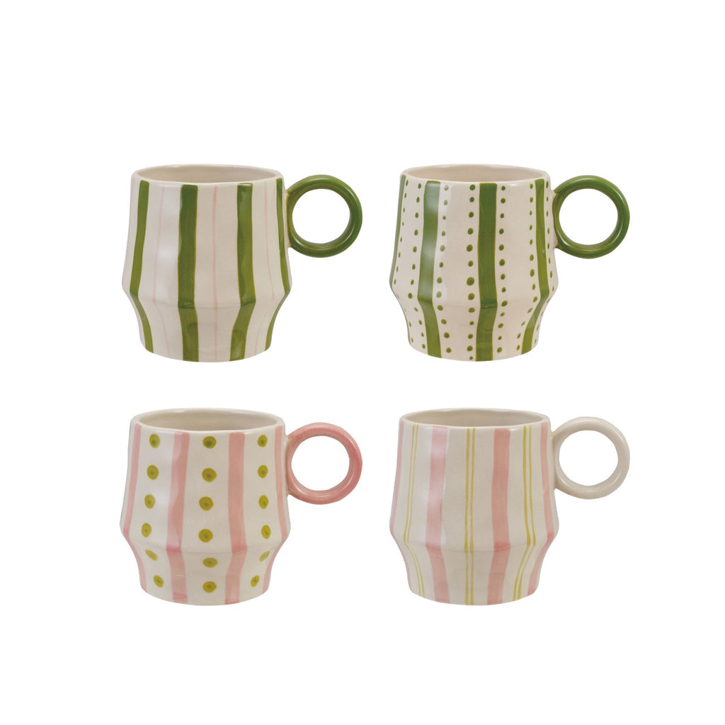 Stoneware Scalloped Mugs