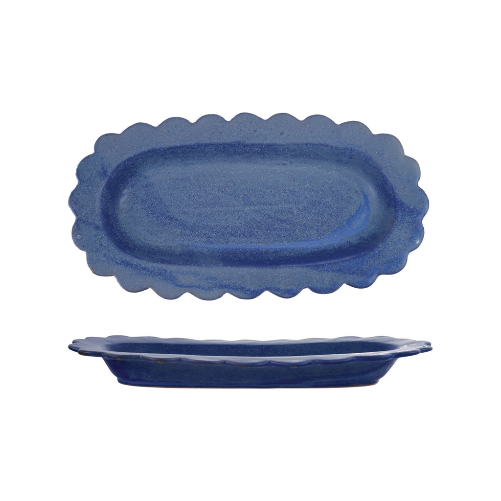 French Blue Scalloped Platter