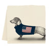 Flag Sweater Dachshund Tea Towel