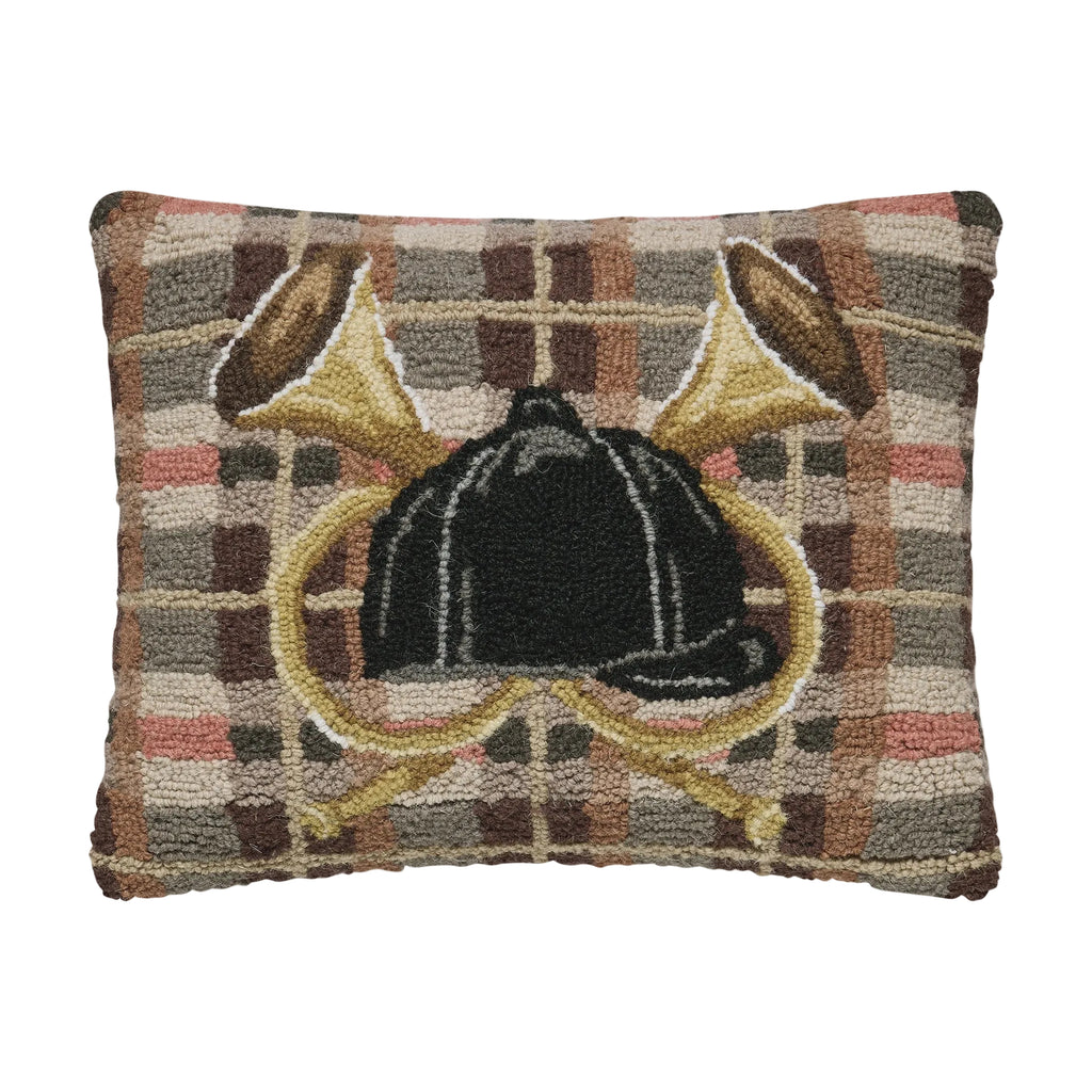 Hunt Cap Bugle Crest Pillow