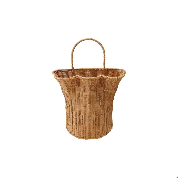 Rattan Scalloped Wall Basket