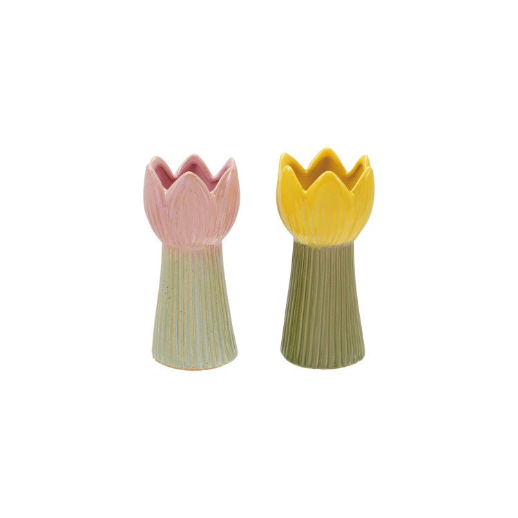 Stoneware Flower Shaped Vases (2 colors)