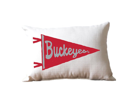 Buckeyes Pennant Pillow w/ Red Piping