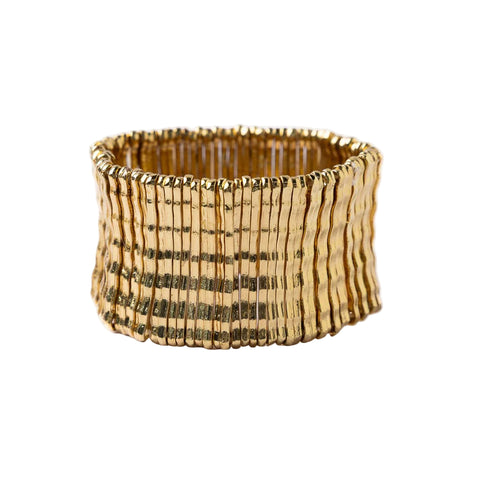 Winnie Wide Brass Stretch Bracelet