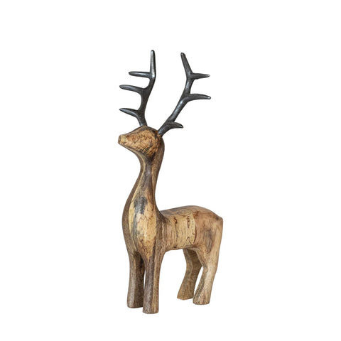 Mango Wood Standing Reindeer