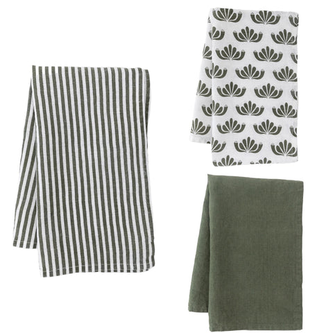 Olive Linen Tea Towels (3 styles)