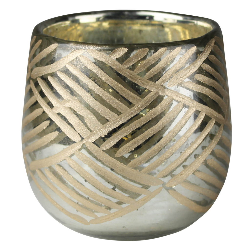 Diagonal Cut Mercury Glass Votive
