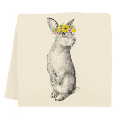 Peaches the Flower Crown Bunny Tea Towel
