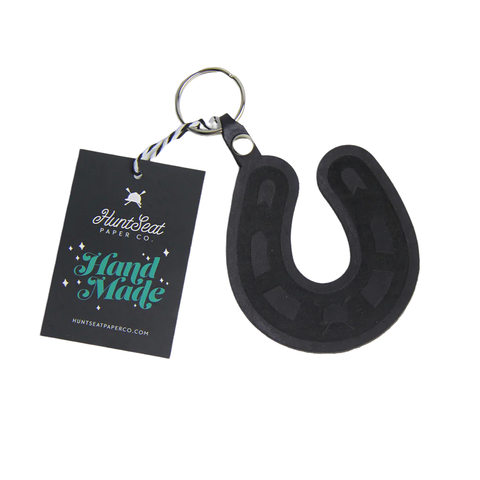 Lucky Horse Shoe Leather Keychain