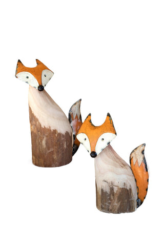 Rustic Wood Fox (set of 2)