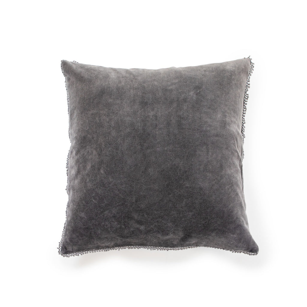 Ash Mini Pom Velvet Pillow